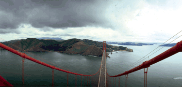 Golden Gate Bridge, photo from top of south tower.  Photo by Jeff Weisenburger.
