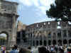 Exterior view of the Roman Coliseum in Rome Italy
