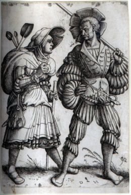 The Soldier and his Wife. Etching by Daniel Hopfer, who is believed to have been the first to apply the technique to printmaking