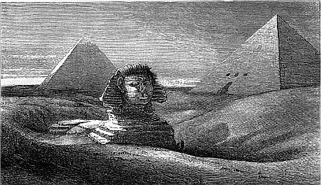 Sphinx and Pyramids, engraving