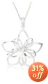Sterling Silver Open Double Flower Pendant, 16 - 18 inches