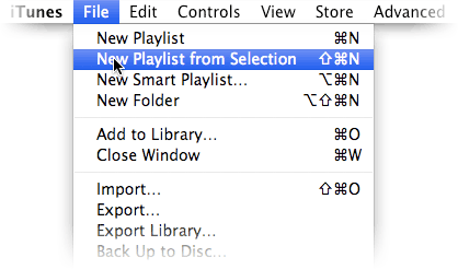 Create Playlist from selection