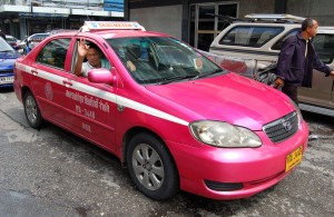 hot pink and white cab