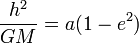  \frac{h^2}{GM}  = a(1-e^2) 