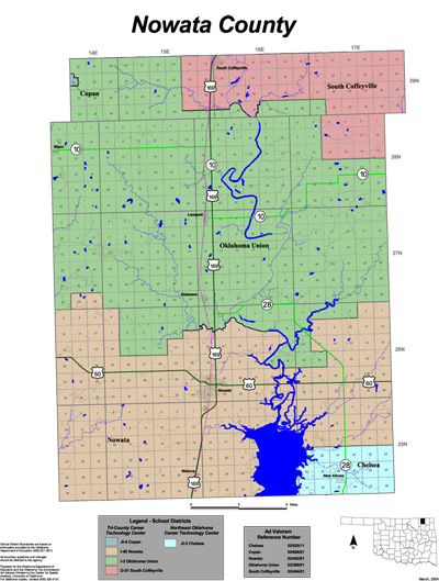 Map of School Districts in Nowata County