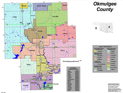 Map of School Districts in Okmulgee County