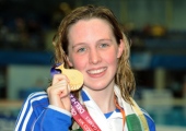 Hannah Miley  after her Medley victory in 2010 Commonwealth Games. Picture: PA
