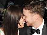 Loved up: Jessica Biel and Justin Timberlake engage in a rate public display of affection at the Costume Institute Gala Benefit in New York