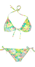 Marni Floral-print cotton triangle bikini