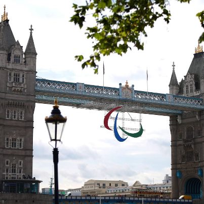 Photo: Notice anything different about Tower Bridge today? London is welcoming the Paralympic Games! http://l2012.cm/R4ByFH