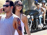 Hot wheels! Hunky Jesse takes his Daisy Duke-clad fiance for a spin on his motorbike