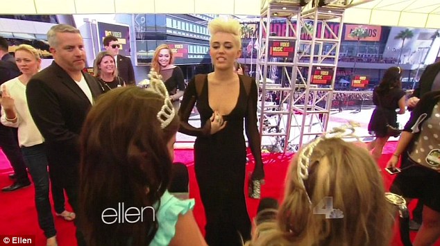 Disney star: Miley Cyrus approached the two girls on the red carpet and lauded them with praise