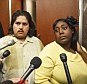 Biological parents: Fernando Morin, center, and Auboni Champion-Morin, right, speak to the media after an emergency court hearing Wednesday to reveal the results of the DNA tests 