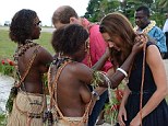 The Duke and Duchess of Cambridge are welcomed to Marau, Solomon Islands 