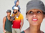 Alicia Keys and husband Swizz Beatz, with son Egypt hitching a ride on his shoulders, are seen taking a stroll together in the West Village