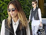 Imperial in leather! Jessica Alba dons racy waistcoat for mystery Hollywood meeting