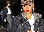 Trying to keep a low profile: Rihanna heads to dinner covered up... as she puts her best friend's 'rice cake' slur to one side