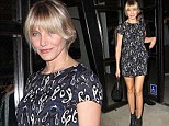 All about those legs! Cameron Diaz shows off her famous long pins in a printed mini dress at star-studded fashion affair 