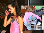 Like mother, like daughter: Alessandra Ambrosio and her mini-me Anja wear matching ensembles as they run errands