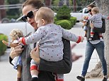 Hello Dolly! Supermum Jennifer Garner holds baby Samuel in one arm and a toy doll in the other during daytime stroll