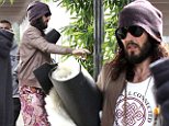 Dressed for (yoga) success! Russell Brand dons eccentric ensemble as he heads to class
