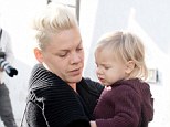 The look of love: Pink looked lovingly towards her daughter Willow as they ran errands on Wednesday 