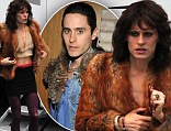 Jared Leto steps out on film set dressed as a woman, complete with crop top, waxed chest and heavy make-up 