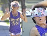 Richard Simmons wears a butterfly costume on his way to breakfast in Beverly Hills