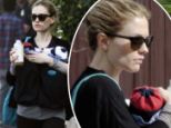 Quite a handful! Anna Paquin takes both of her three-month-old twins out for a walk in Venice Beach