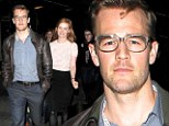 Saturday night at the movies! James Van Der Beek dons cool leather jacket and glasses for date night with wife