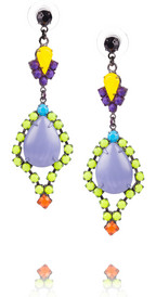 Tom Binns Riri painted Swarovski crystal and stone earrings