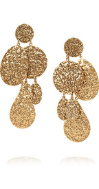 Oscar de la Renta Hammered 24-karat gold-plated clip earrings