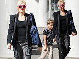 She's a looker in leather! Gwen Stefani steps out for family lunch... in edgy thigh high boots