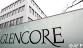 The Glencore logo is seen at the Swiss commodities giant's headquarters in Baar.