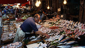 A fish stall at Ballarò market