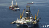 The Development Driller III and the Helix Q4000 oil rigs at the site of the Deepwater Horizon Oil Spill in Gulf of Mexico