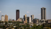 Buildings stand in the city skyline of Nairobi, Kenya