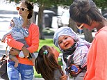 Her little Angel! Alessandra Ambrosio and daughter Anja coo over bouncing baby Noah on family outing
