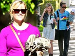 Reese Witherspoon attended a birthday party with her lookalike daughter and baby son in California on Saturday