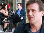 Jason Segel chats with a mystery woman over coffee at a West Hollywood, California cafe