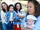 A sweet treat! Twins Tia and Tamara Mowry treat sons Cree and Aden to frozen yoghurt while filming their reality show