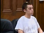 Offensive: TJ Lane showed up in court for his sentencing wearing a white T-shirt scrawled with the word 'KILLER' 