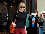 Retro statement: Taylor paired her trousers with a black crew neck jumper and black oxfords