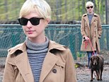 Anne Hathaway walks her dog in Brooklyn, New York City