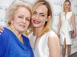 So that's where she gets her good looks! Model Amber Valletta and her glamorous grandmother show off matching high cheekbones at Mother's Day lunch