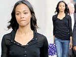 Star Trek... Into Coldness! Zoe Saldana reveals a bit too much as she falls victim to Hollywood's unseasonably chilly weather