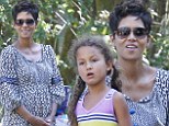 Can't hide that bump! Halle Berry wears a loose dress to birthday party with daughter Nahla after Cancer Walk on Saturday