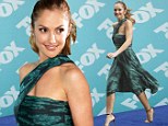 Minka Kelly looks ladylike in retro emerald dress at Fox Upfront for her new series Almost Human