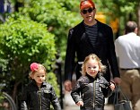 Doting dad: Matthew Broderick took daughters Tabitha and Marion home from school in New York on Monday