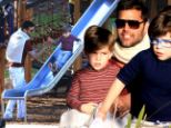 Proud papa: Ricky Martin took his twin sons Mateo and Valentino to a park on Sunday in Sydney, Australia
